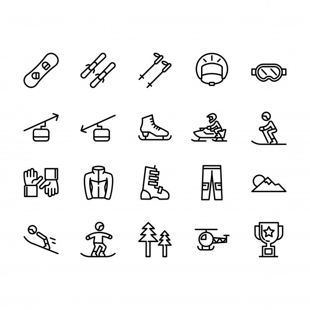 626x626 Set Of Winter Sport Icon Vector Vector Premium Download