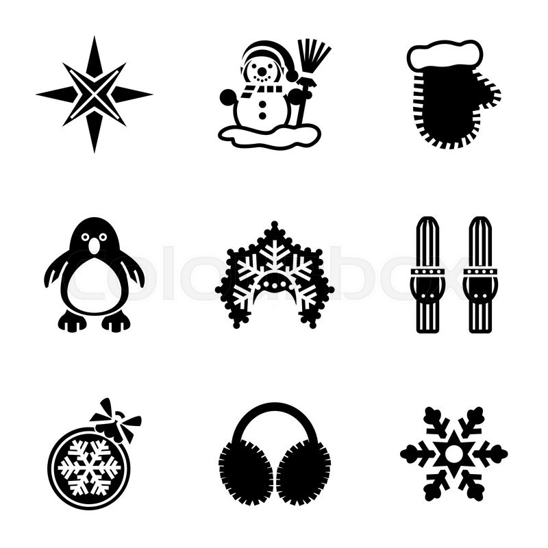 800x800 Vector Winter Icon Set On White Stock Vector Colourbox
