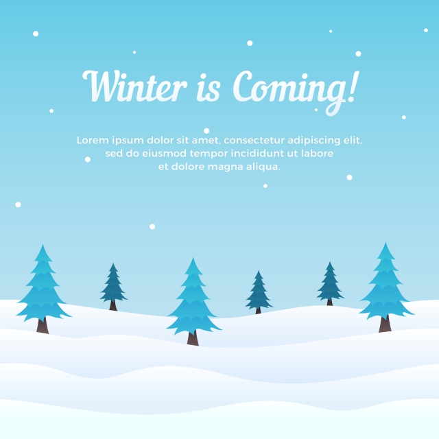 640x640 Winter Is Coming Scene Background With Pine Tree In Snow Vector
