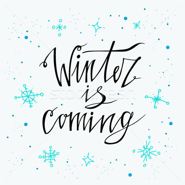 600x600 Winter Is Coming Poster Vector Hand Drawn Holidays Backgrounds