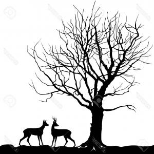 Winter Tree Silhouette Vector at Vectorified.com | Collection of Winter ...