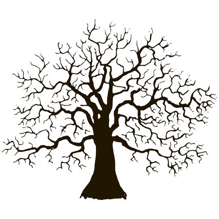 Silhouette Of Tree Without Leaves, Winter Tree, Hand Drawn Vector 450x450 Silhouette Of Tree Without Leaves, Winter Tree, Hand Drawn Vector