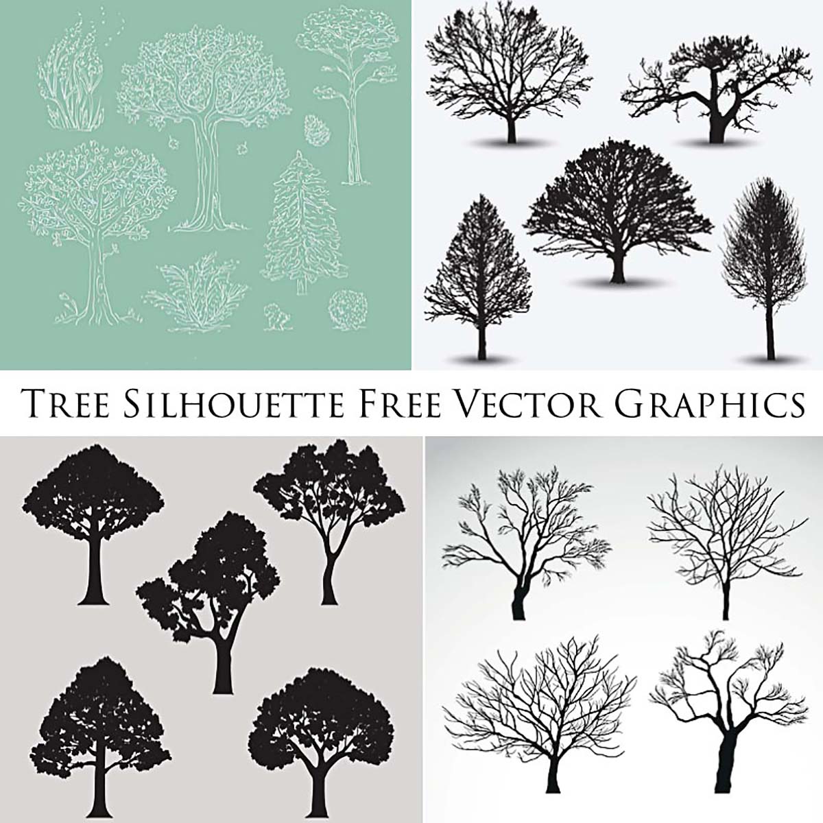 Collection Of Tree Silhouettes Vector Free Download 1200x1200 Collection Of Tree Silhouettes Vector Free Download