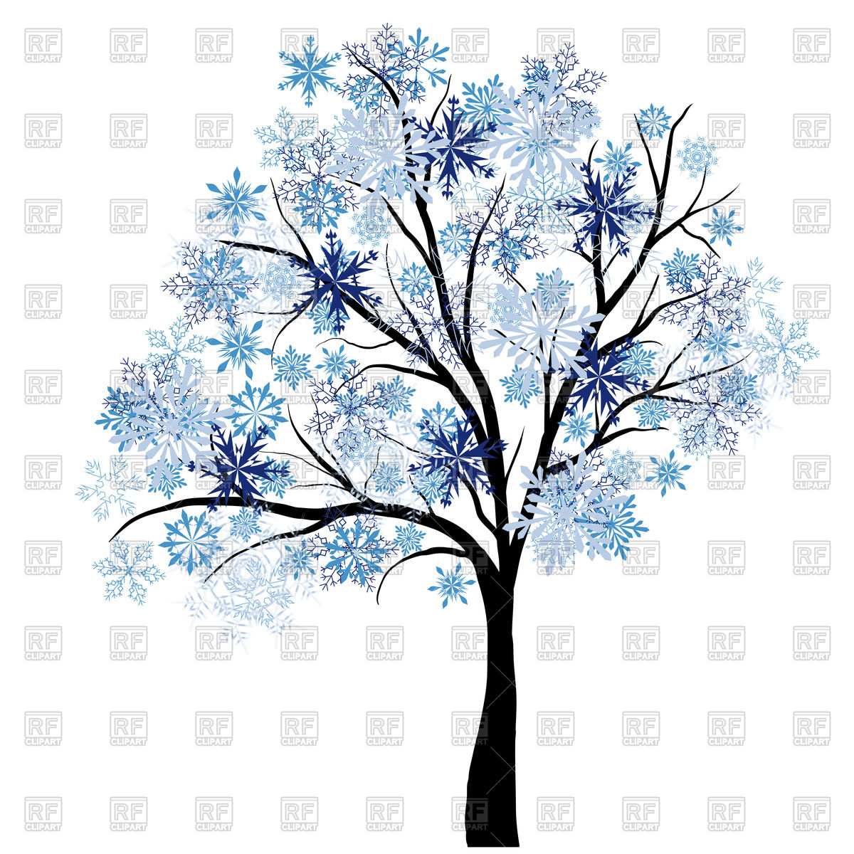 Beautiful Winter Tree With Snowflakes Leaves Vector Image 1200x1200 Beautiful Winter Tree With Snowflakes Leaves Vector Image
