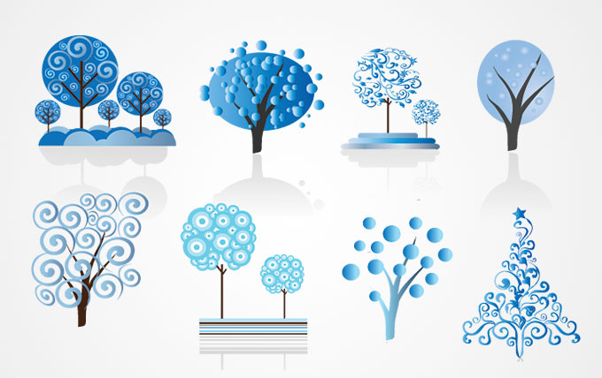 Winter Tree Vector Set 680x428 Winter Tree Vector Set