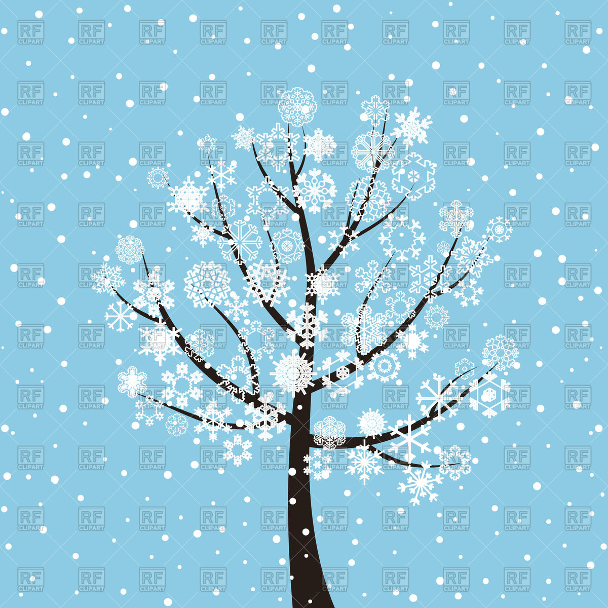 Winter Tree On Snowing Background Vector Image Of Plants 1200x1200 Winter Tree On Snowing Background Vector Image Of Plants