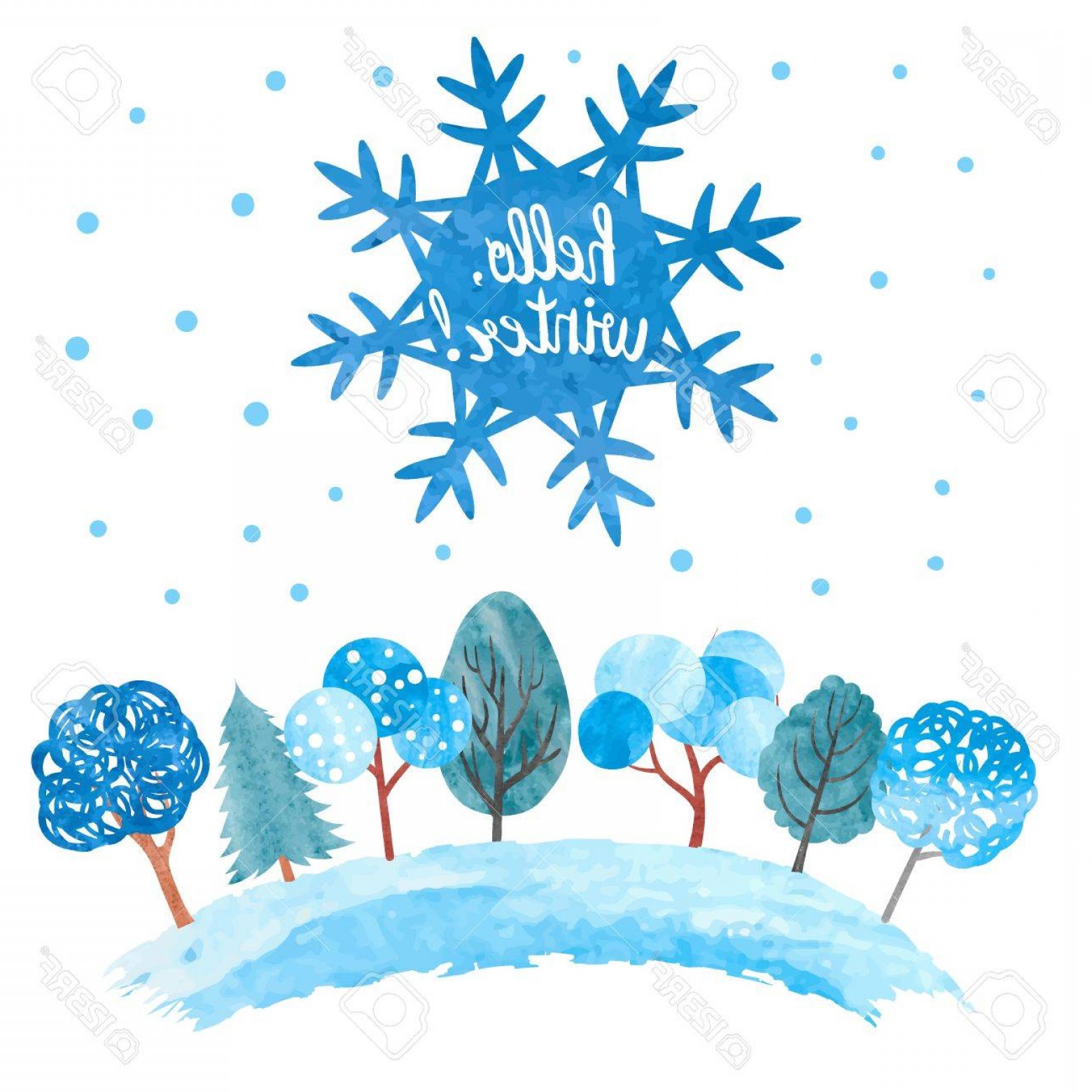 1560x1560 Photostock Vector Hello Winter Vector Illustration Watercolor