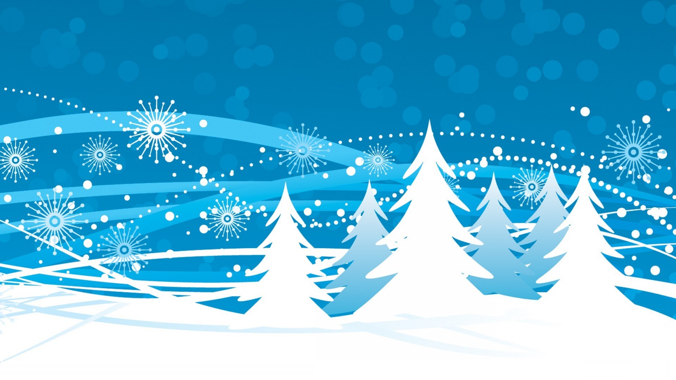 2304x1296 Winter Trees Vector Illustrations Snowflakes Wallpaper Soidergi