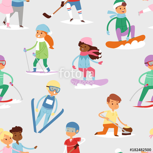 500x500 Winter Vector Sport Kids Games Cute Cartoon Children Fun Cold