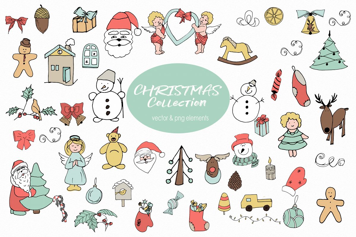 1200x800 Christmas And Winter Vector Clipart Winter Elements Santa