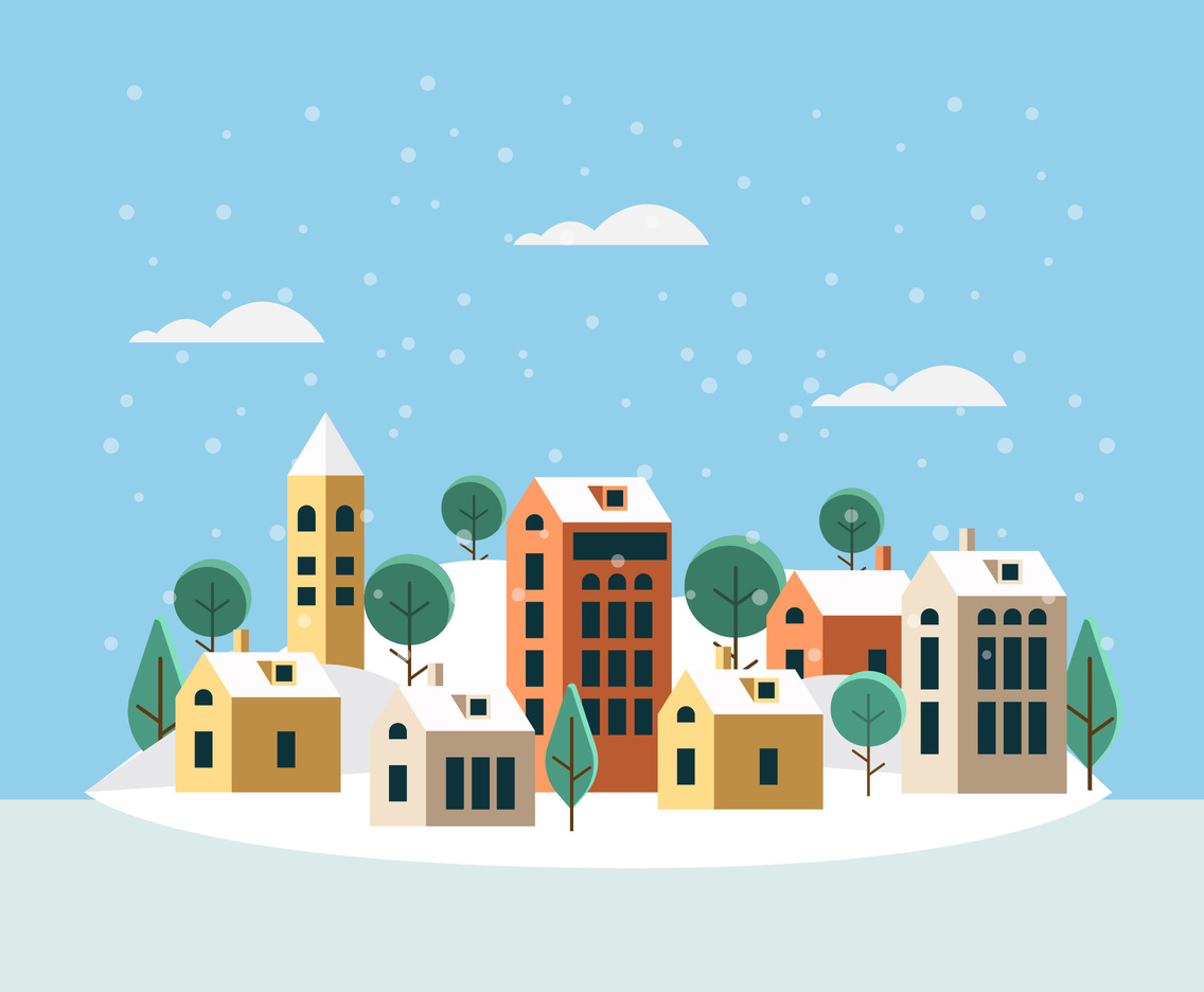1136x936 Small Winter Village Vector Vector Art Graphics