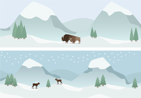 286x200 Winter Landscape Vector Wallpaper