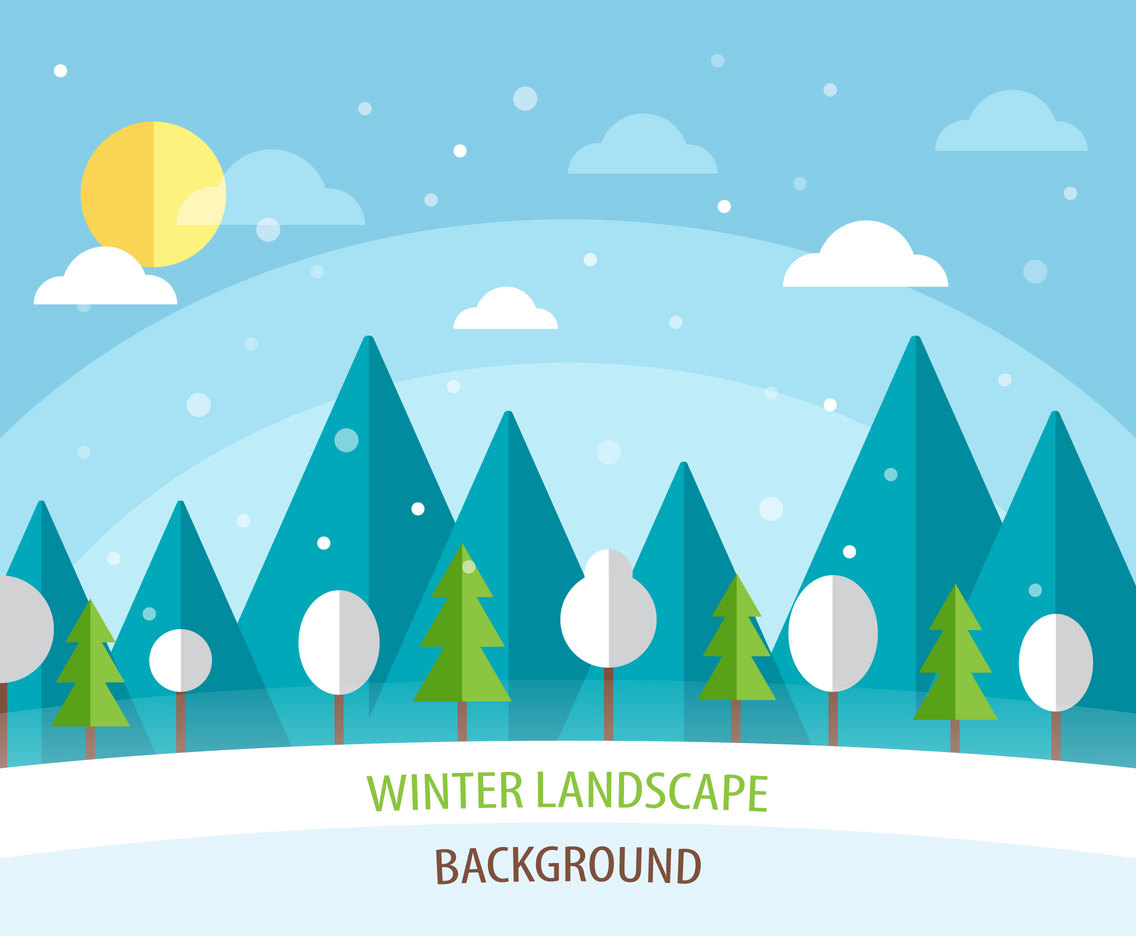 1136x936 Flat Winter Landscape Background Vector Art Graphics