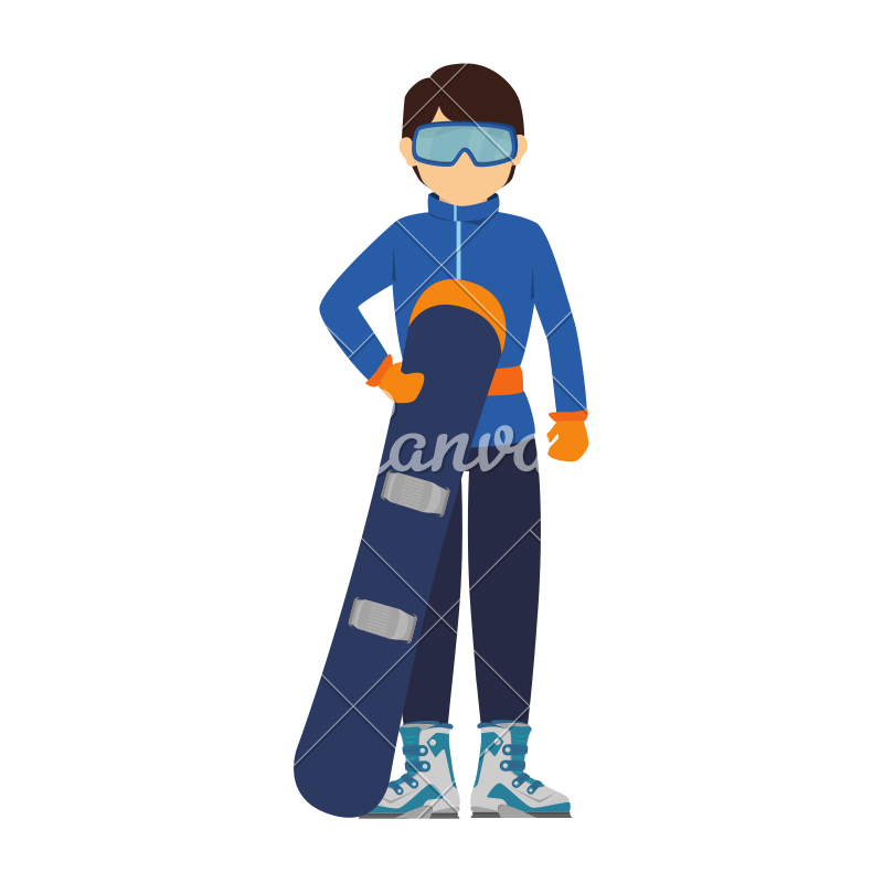 800x800 Man Male Snowboard Sport Winter Vector Graphic Icon