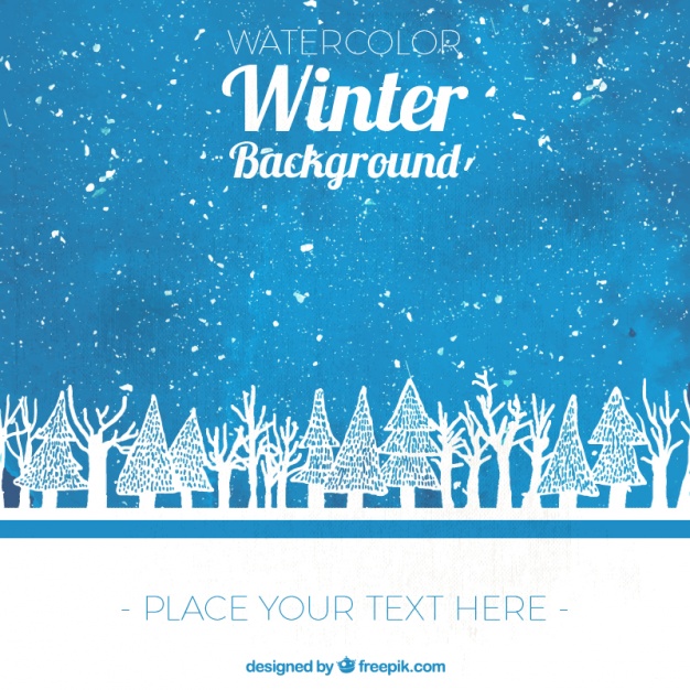 626x626 Watercolor Winter Background With Sketches Of Trees Vector Free