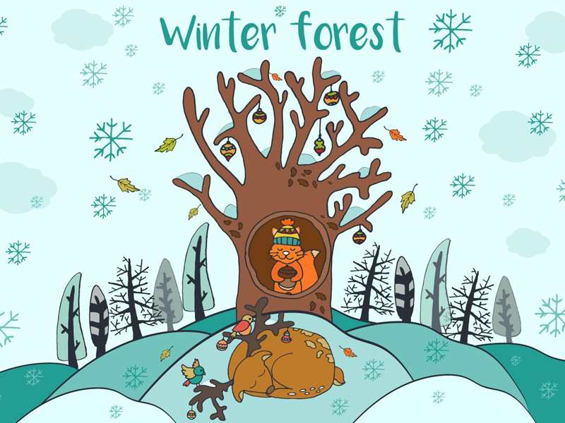 800x600 Winter Forest Free Vector Illustration