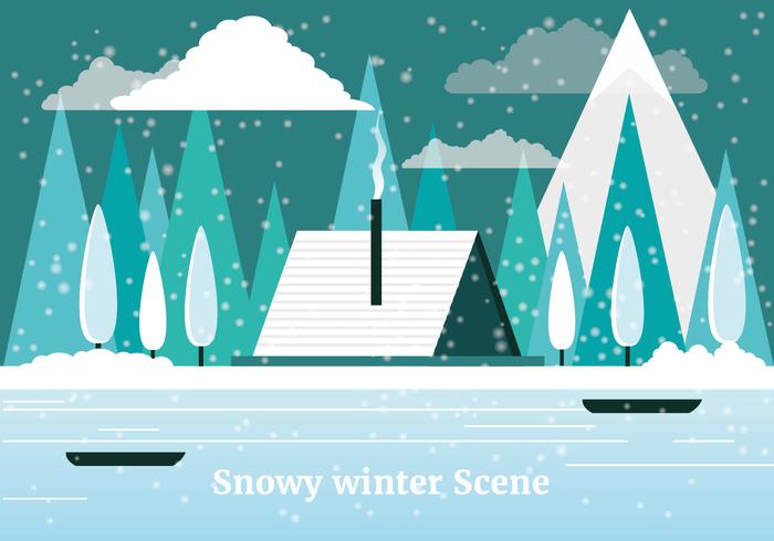 700x490 Free Flat Design Vector Winter Landscape