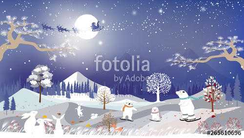 500x282 Vector Horizontal Banner Of Winter Wonderland With Cute Polar Bear