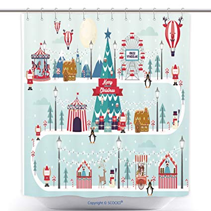 425x425 Vanfan Polyester Shower Curtains Christmas Winter