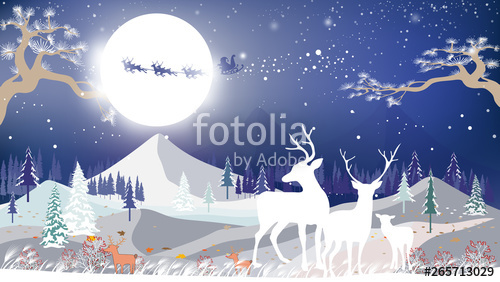 500x282 Landscapes Winter Wonderland,vector Cartoon Of Santa Sleigh