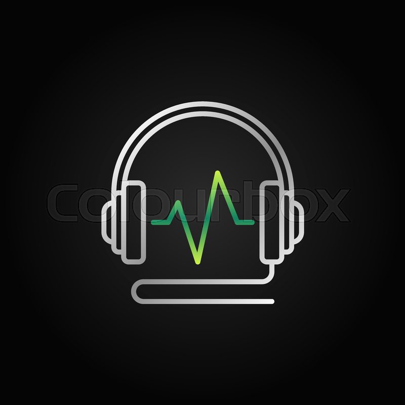 800x800 Wired Headphones With Green Sound Wave Stock Vector Colourbox