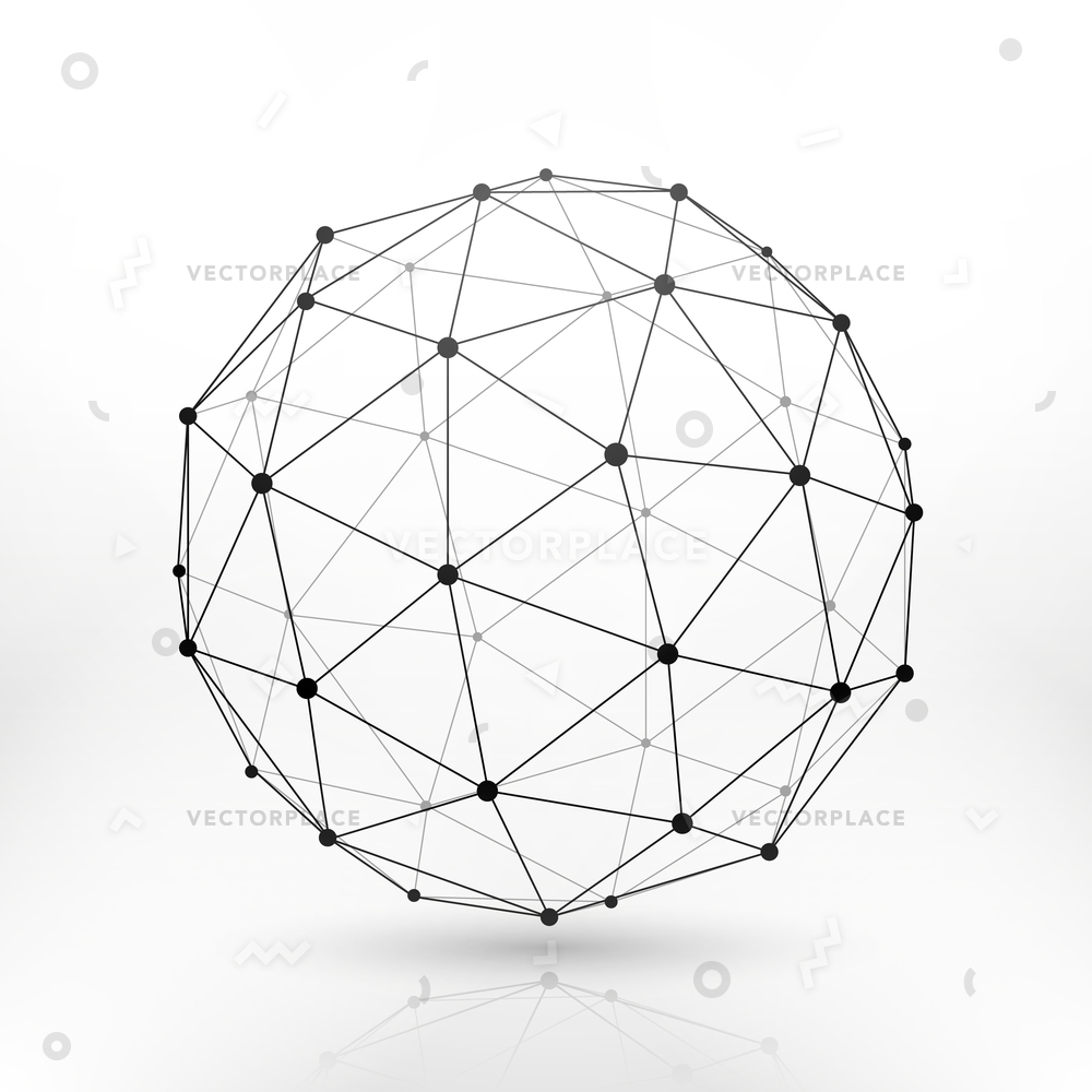 1000x1000 Wireframe Globe Sphere Connectivity Network Tech Vector
