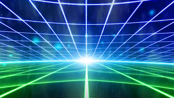 600x338 Video Game Neon Landscape Vector Arcade Wireframe Grid Terrain Fly