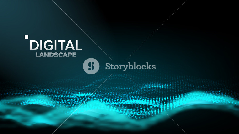 1000x563 Wireframe Landscape Vector Data Technology Wave Mountain Tech