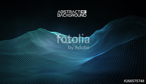 500x288 Abstract Vector Wireframe Landscape Background Cyberspace Grid