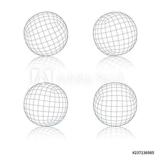 Set Of Wireframe Spheres Vector Illustration 500x500 Set Of Wireframe Spheres Vector Illustration