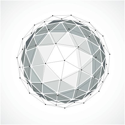 Vector Digital Wireframe Spherical Object Made Using Triangles 416x416 Vector Digital Wireframe Spherical Object Made Using Triangles