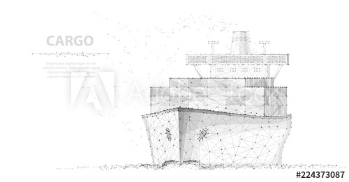 500x261 Worldwide Cargo Ship Abstract Polygonal Wireframe Vector