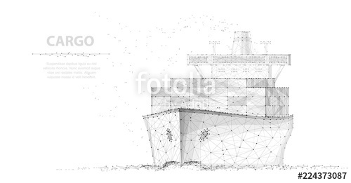 500x261 Worldwide Cargo Ship Abstract Polygonal Wireframe Vector Stock