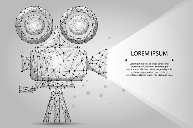 734x490 Abstract Polygonal Retro Cinema Projector Low Poly Wireframe
