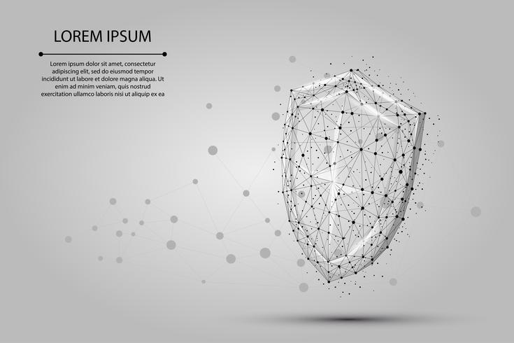 735x490 Abstract Polygonal Shield Low Poly Wireframe Vector Illustration