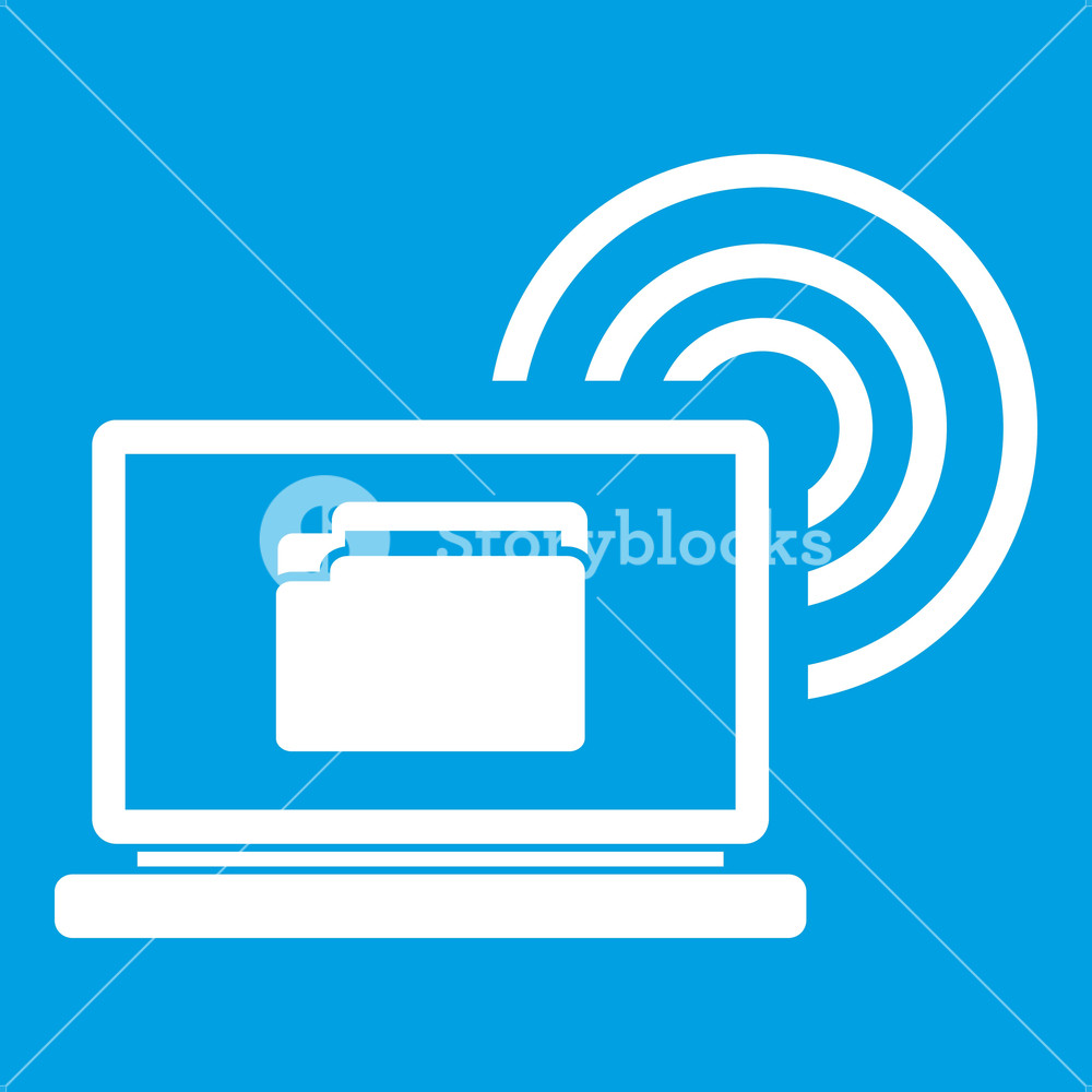 Laptop And And Wireless Icon White Isolated On Blue Background 1000x1000 Laptop And And Wireless Icon White Isolated On Blue Background