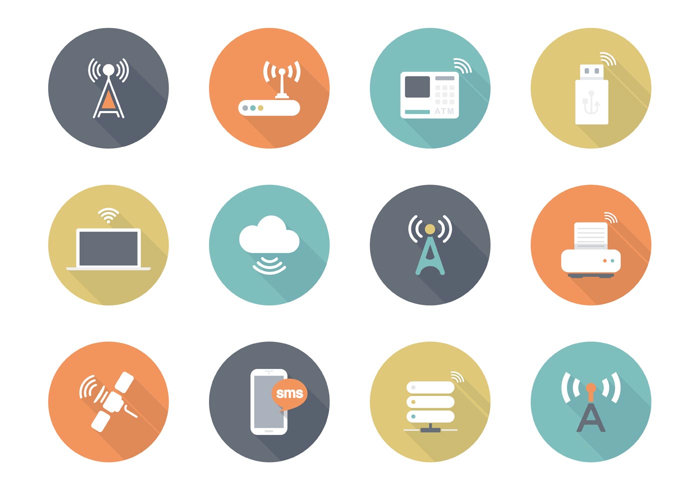 1400x980 Free Flat Wireless Vector Icons