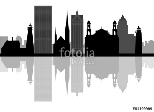 500x364 Milwaukee, Wisconsin Skyline Detailed Vector Silhouette Stock