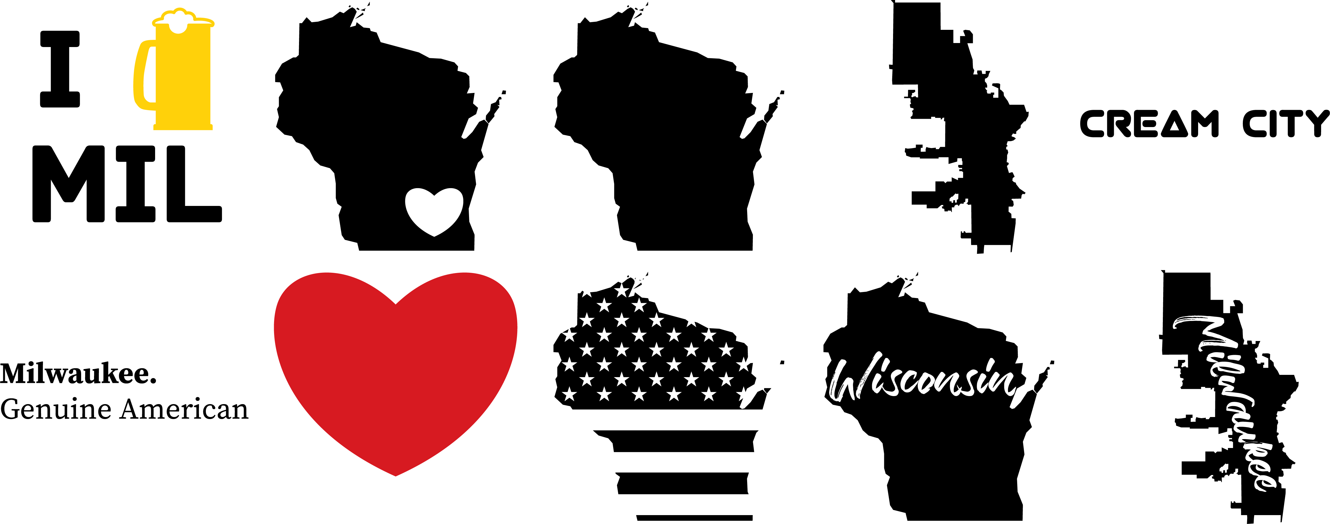 4639x1827 Milwaukee Wisconsin Free Vector Art