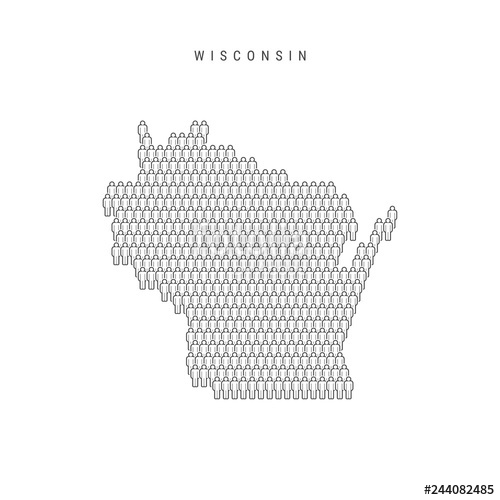 500x500 Vector People Map Of Wisconsin, Us State Stylized Silhouette