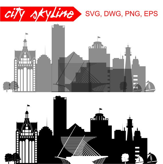 570x571 City Of Milwaukee Milwaukee City Vector Skyline, Silhouette