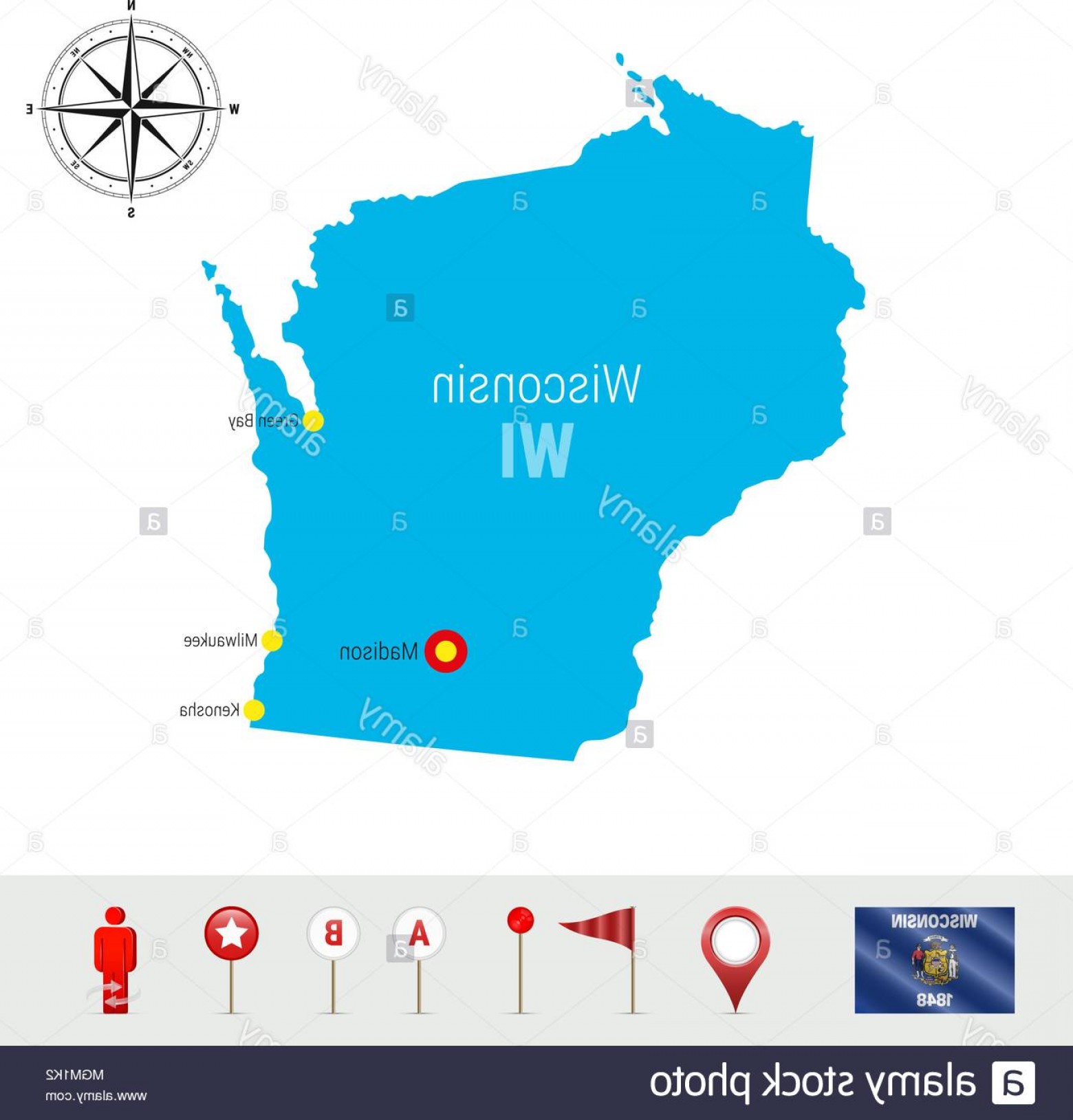 1560x1629 Wisconsin Vector Map Isolated On White Background Detailed