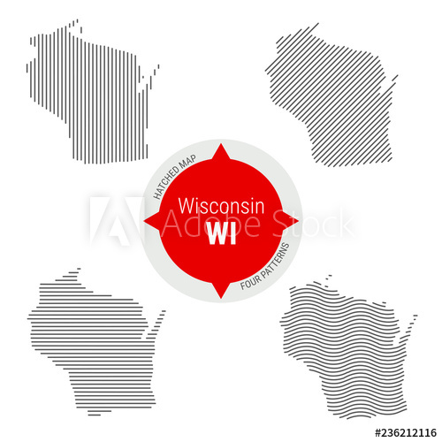 500x500 Hatched Pattern Vector Map Of Wisconsin Stylized Simple