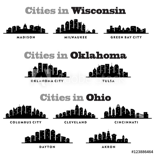 500x500 Landscape Skyline Wisconsin, Oklahoma, Ohio City