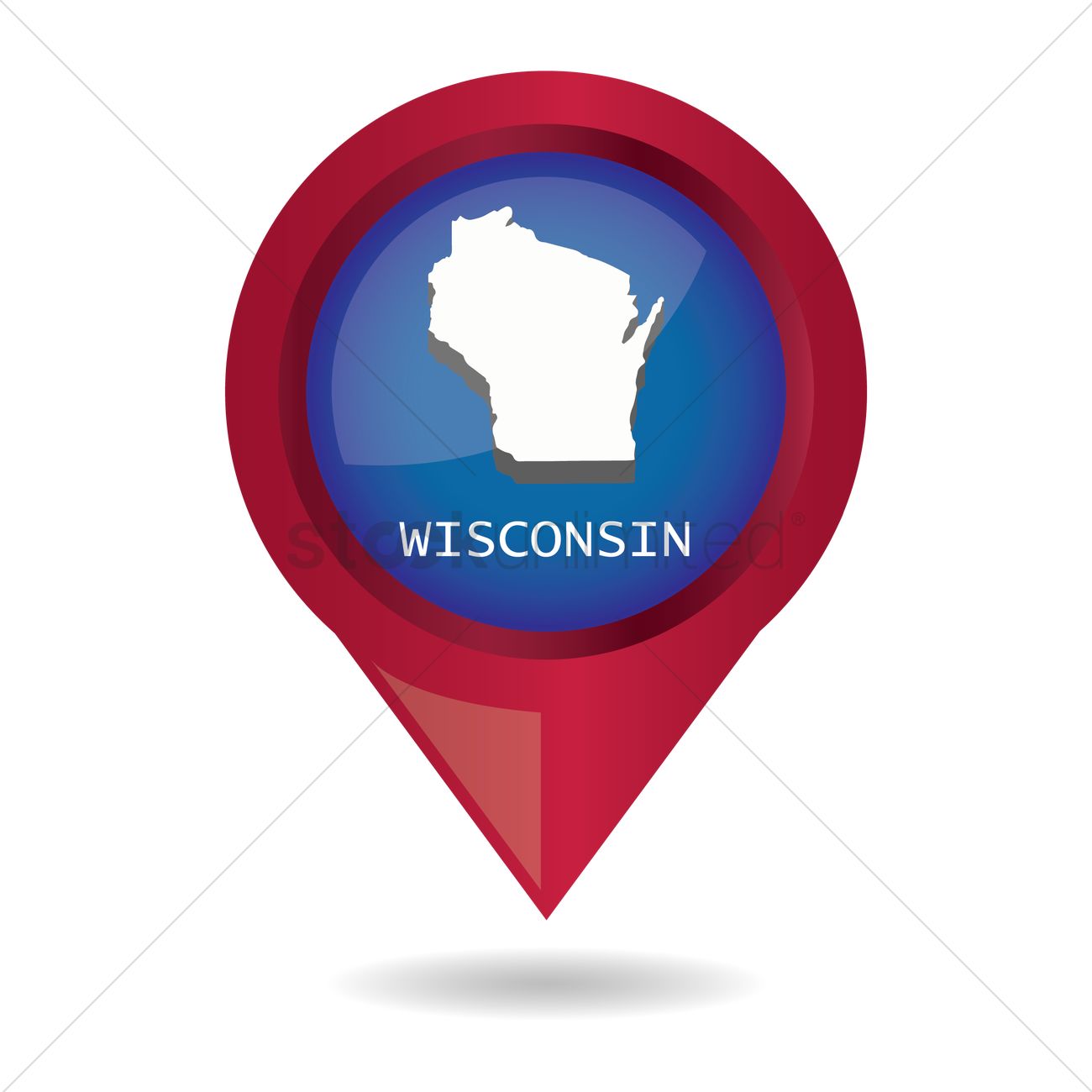 1300x1300 Map Pointer With Wisconsin State Vector Image