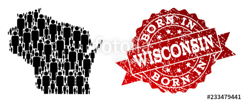 500x210 People Crowd Collage Of Black Population Map Of Wisconsin State