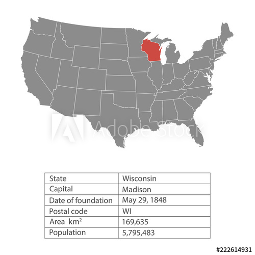 500x500 States Of America Territory On White Background Wisconsin