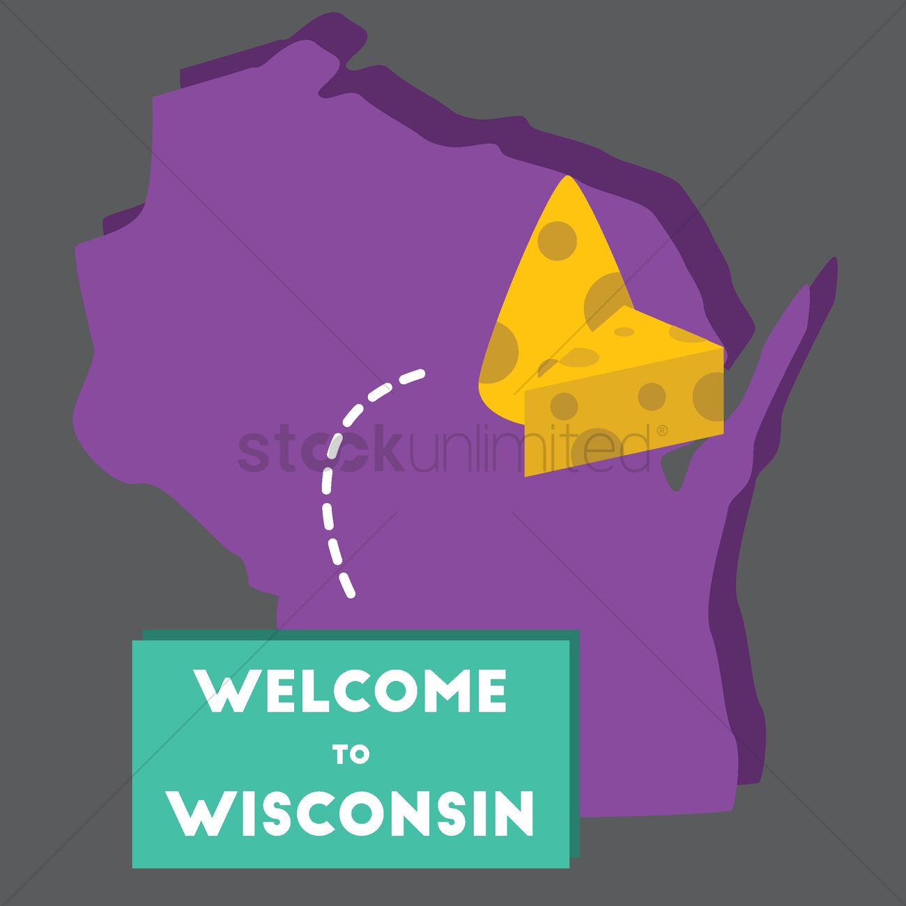 1300x1300 Welcome To Wisconsin State Vector Image