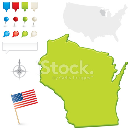 440x440 Wisconsin State Map Stock Vector