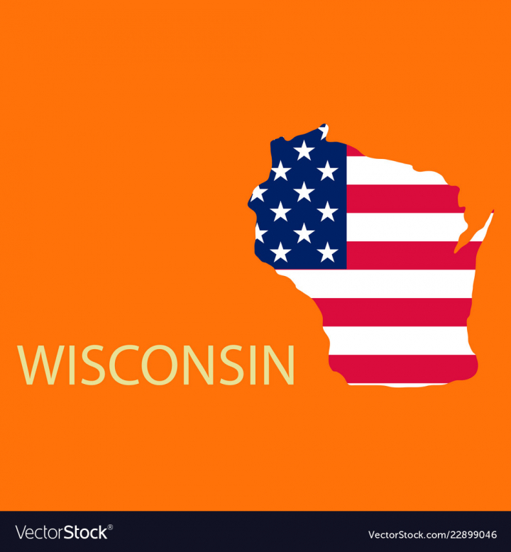 720x778 Wisconsin State Of America With Map Flag Print On Vector Image
